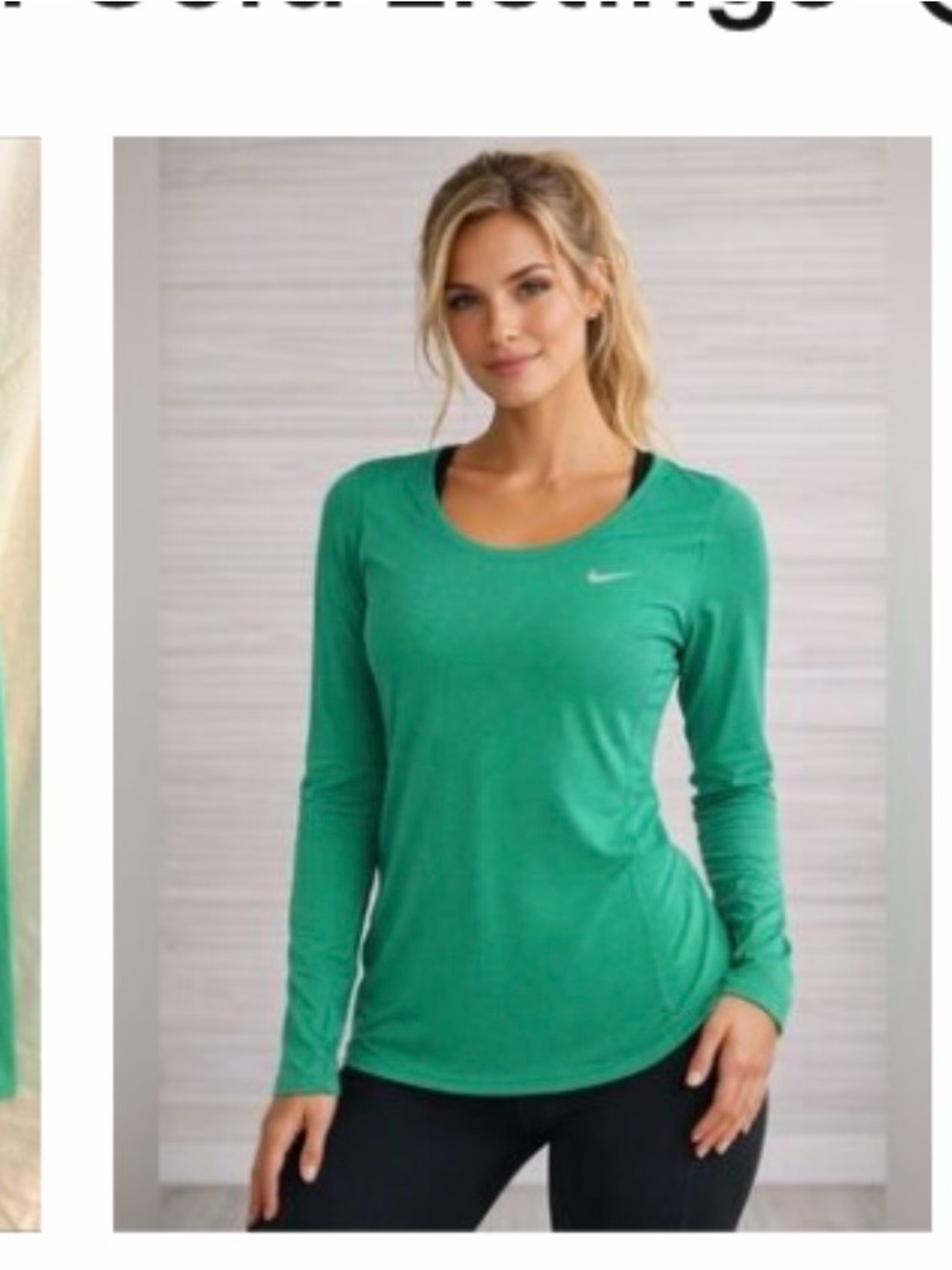 Nike DRI-FIT Women's Green Long-Sleeve Athletic Top